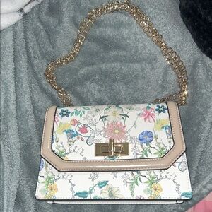 Aldo Floral Crossbody Bag with Gold Chain